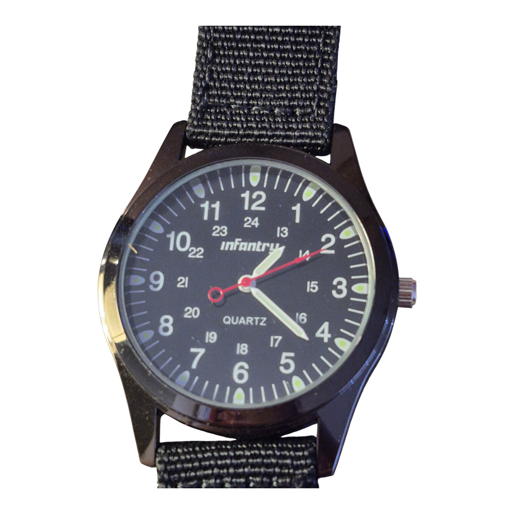 Infantry Mens Watch Quartz New Battery‎ 24-hour dial Box with paperwork Sharp